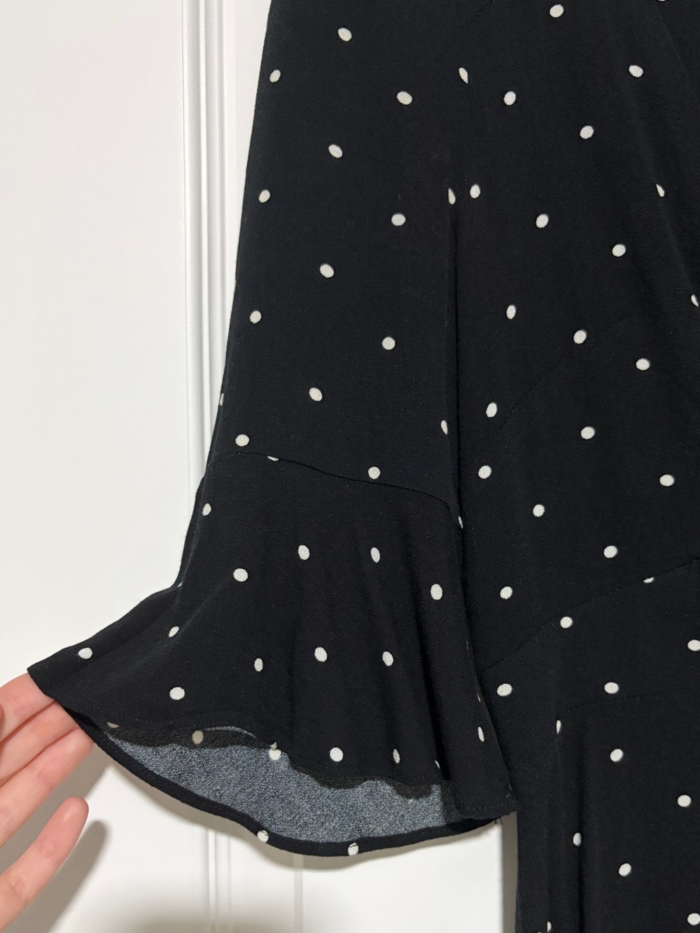 Free People Black Polka Dot Tie-Front Dress - Picture 7 of 8